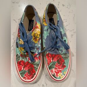 Polo Ralph Lauren Size 10.5‎ Morray Hawaiian Floral Lace Up Canvas Sneaker
